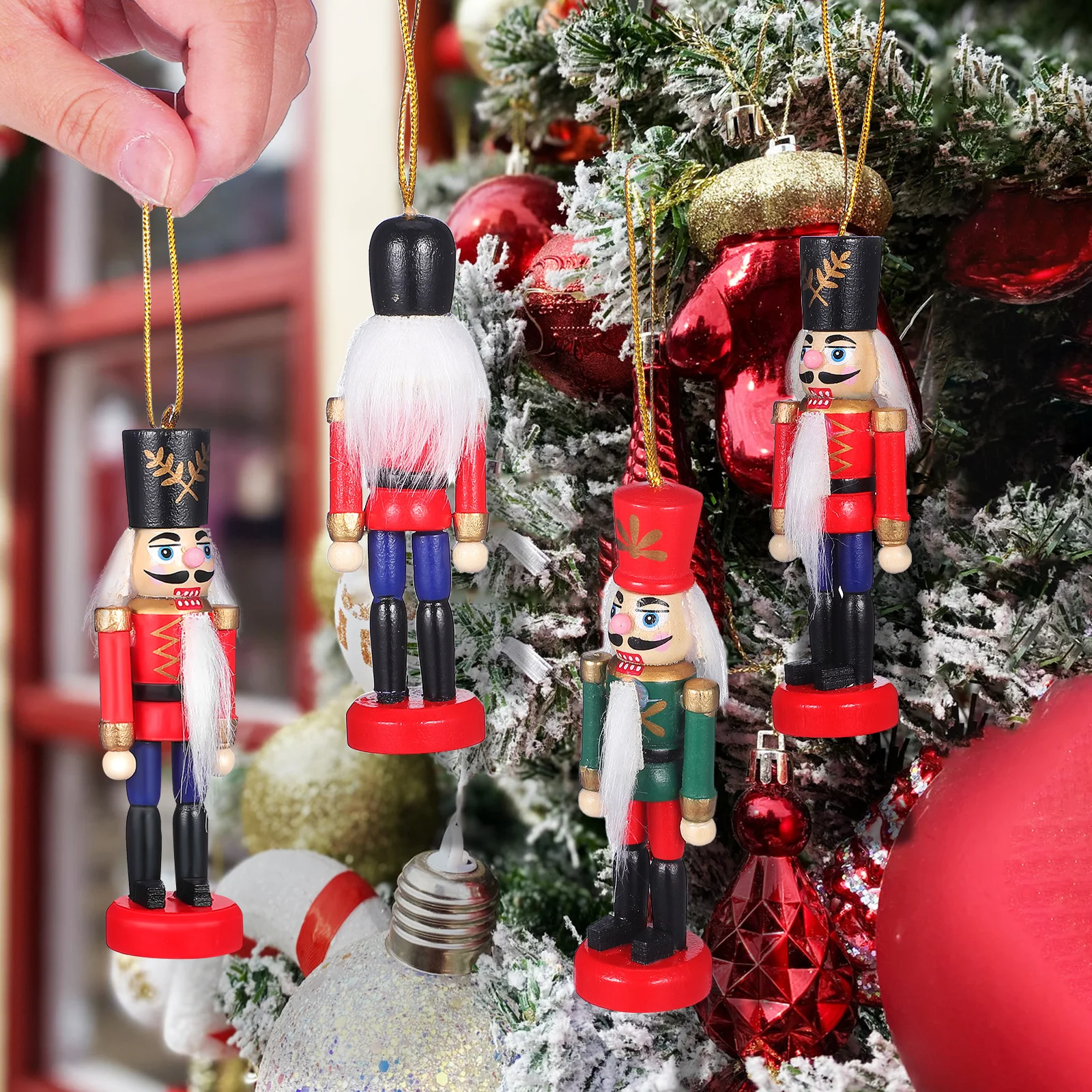 

6Pcs Small Wooden Nutcracker Soldier Xmas Hanging Ornaments Colorful Christmas Tree Decorations Holiday Nutcracker Craft Home