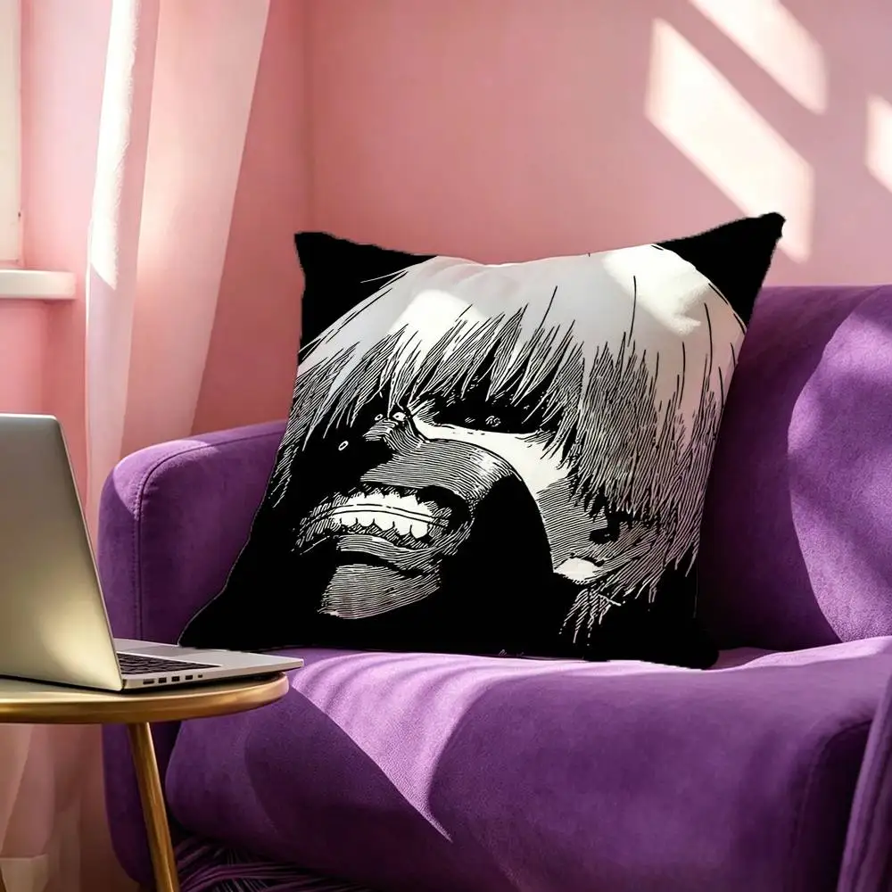 T-Tokyo Ghoul K-Kaneki Mask Ghoul  Square Double-Sided printed Pillow Case Bedroom Bedside Pillow Sofa Cushion Cover