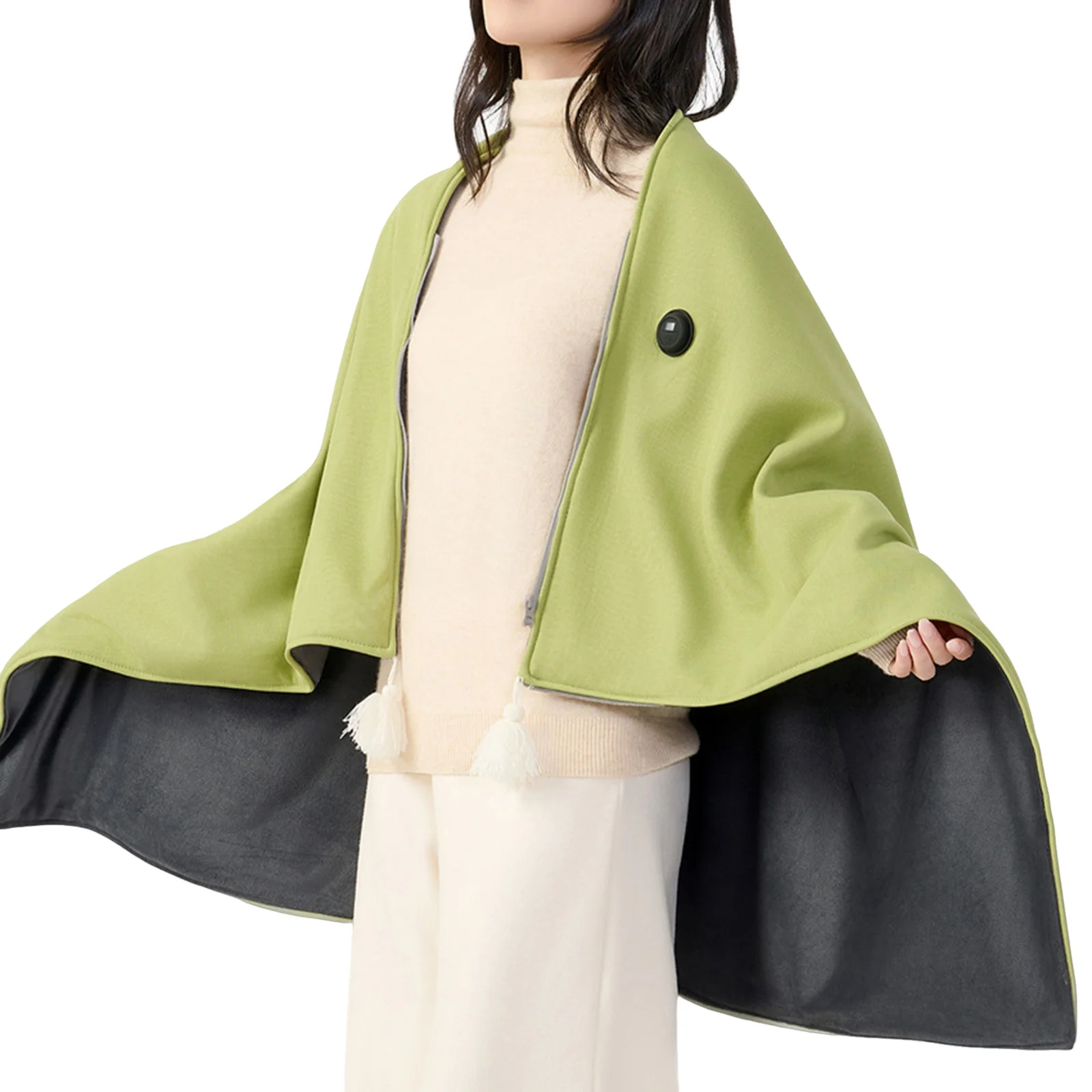 1 Piece Heated Shawl Blanket Soft Polyester for Home Office Outdoors Graphene USB Warm Cape with Digital Temp Display