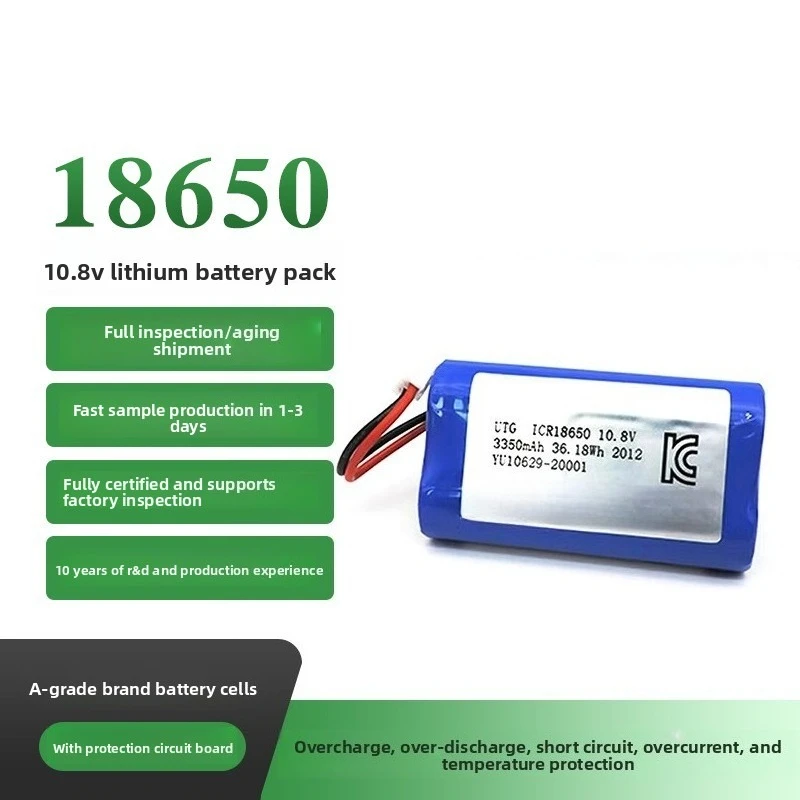 Large Capacity 12V 3350mAh 18650 Lithium Battery Pack with 3S1P for Solar Light Self-balancing Scooter Rechargeable Batteries