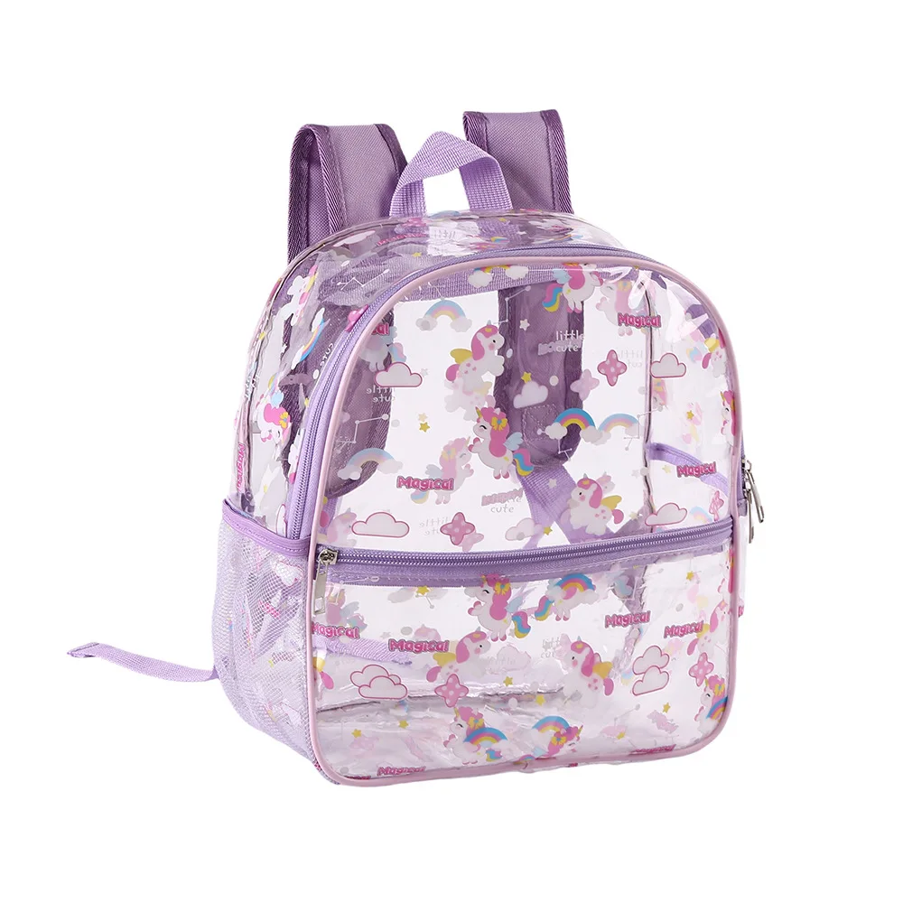 Printed Transparent Backpack Waterproof Pvc Storage Bag Student Schoolbag Large-capacity Transparent Bag Backpack Makeup Pouch