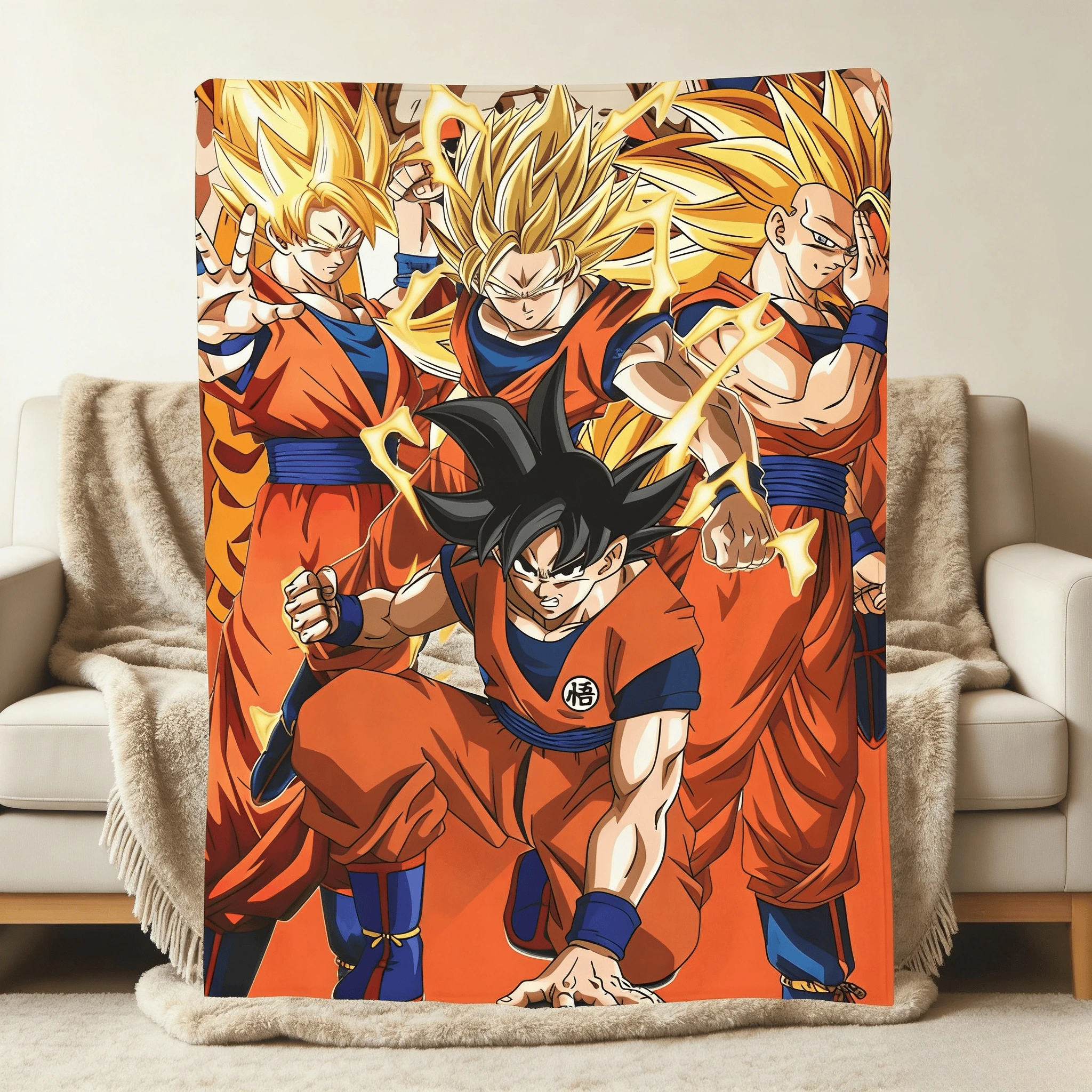 2026 Sommer Dragon Ball Goku Alle Formen Fleece-Decke, Bedruckte Weiche Warme Flanell-Wurfdecke für Bett Sofa Schlafzimmer Wohnzimmer
