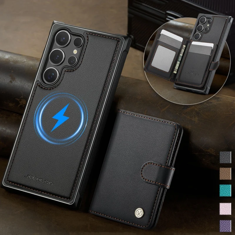 

2 In 1 Detachable Leather Wallet Phone Case for Samsung Galaxy S26 Ultra S25 Edge S24 FE S23 S22 S21 S20 Buckle Flip Cards Cover