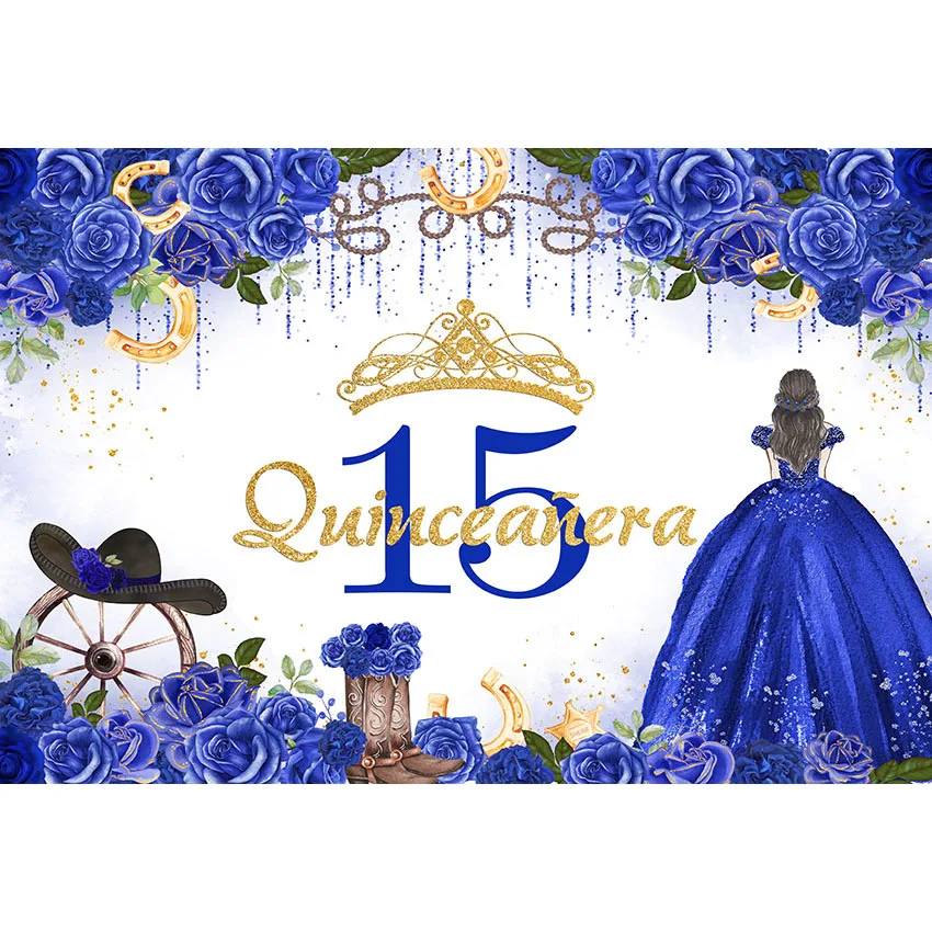 Avezano Backdrops Quinceanera Sweet 15 16th Princess Girl Birthday Dress Flowers Party Decor Background Photography Photo Studio