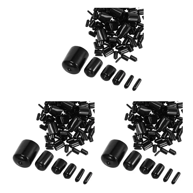 468 Pieces Of Vinyl Elastic End Cap Bolts Screws Rubber Thread Protection Safety Caps 9 Sizes 2/25 To 4/5 Inches (Black)