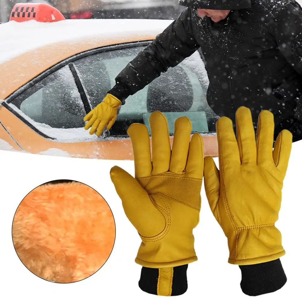 Waterproof Work Gloves High Mechanical Strength Gloves Waterproof Thermal Insulated Faux Leather Work Gloves Durable for Men