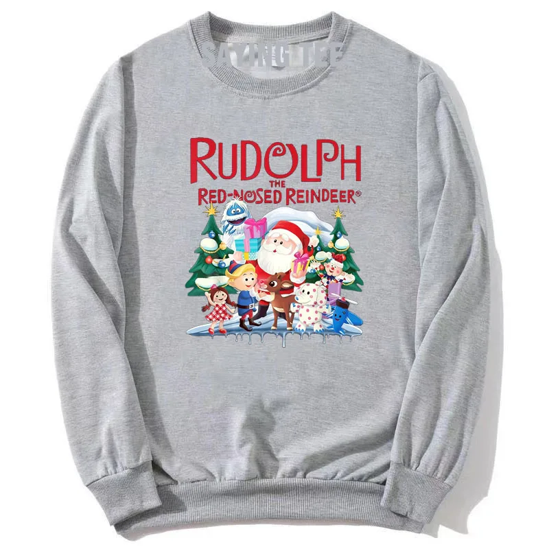 Niedlicher Rudolph die rote Nase Rentier Pullower Pullover Weihnachten spezielle Weihnachts kostüm Langarm T-Shirt Urlaub Weihnachten Sweatshirt – Detail 11