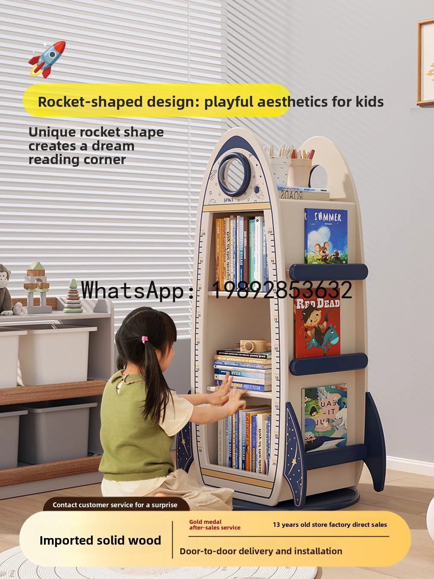 ZZ Rotating Bookshelf 360 Degree Bookcase Living Room Floor Large Capacity Storage Display Reading Picture Book Rack