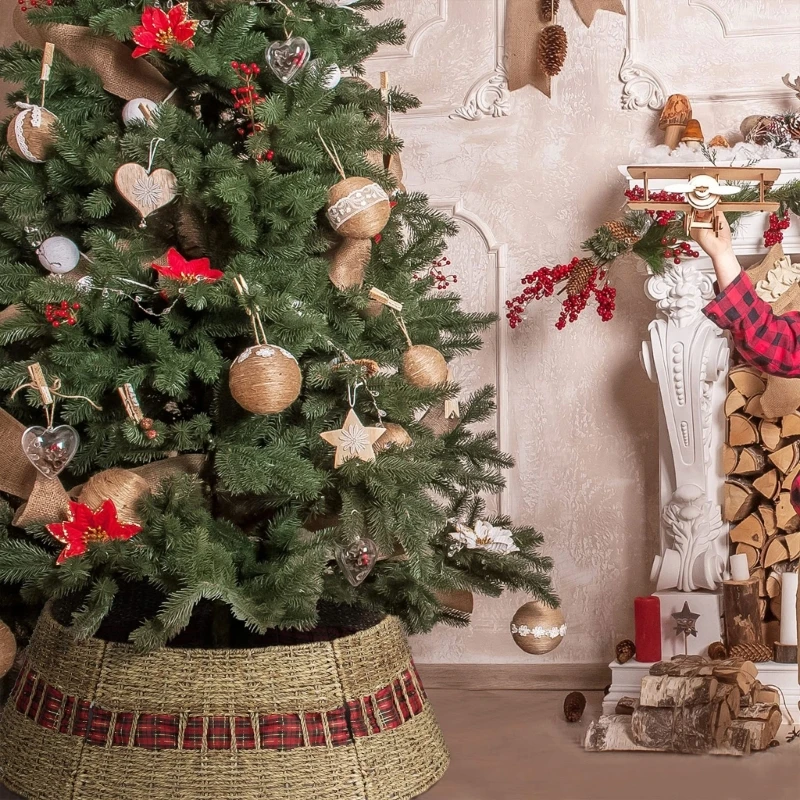 Lễ hội Cây thông Noel Cổ mây dệt Chân đế phong cách Váy cây thông Noel Trang trí lễ hội cho văn phòng