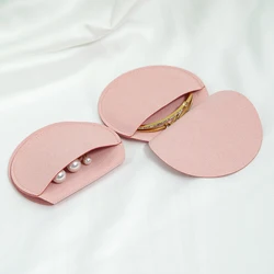 5Pcs 7x7cm Adorable Dark Pink Round Microfiber Bag Accessory Pouches For Wedding Favor Rings Earring Necklace Bracelet Storage