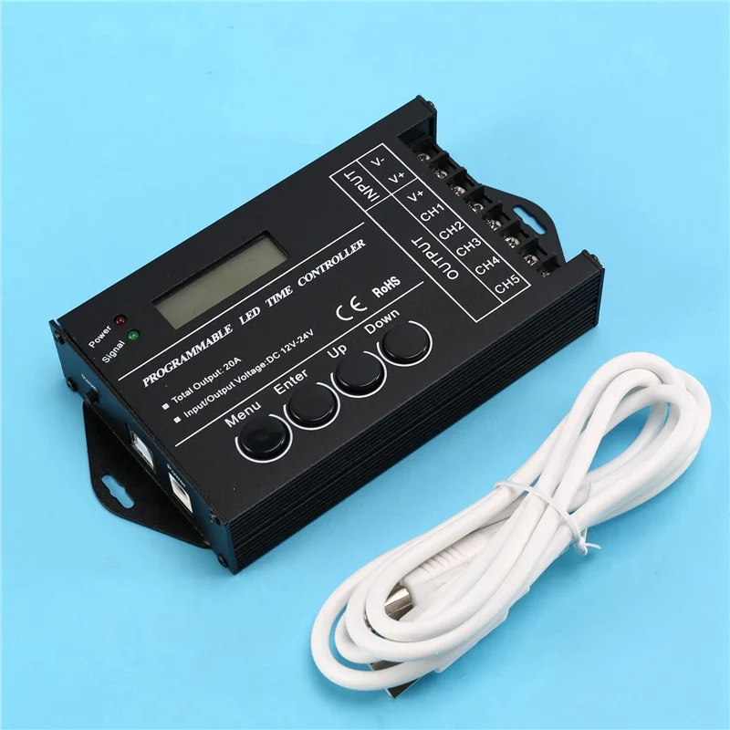 ABLQ 2X TC420 Zeitprogrammierbarer RGB-LED-Controller DC12V-24V 5-Kanal-LED-Timing-Dimmer