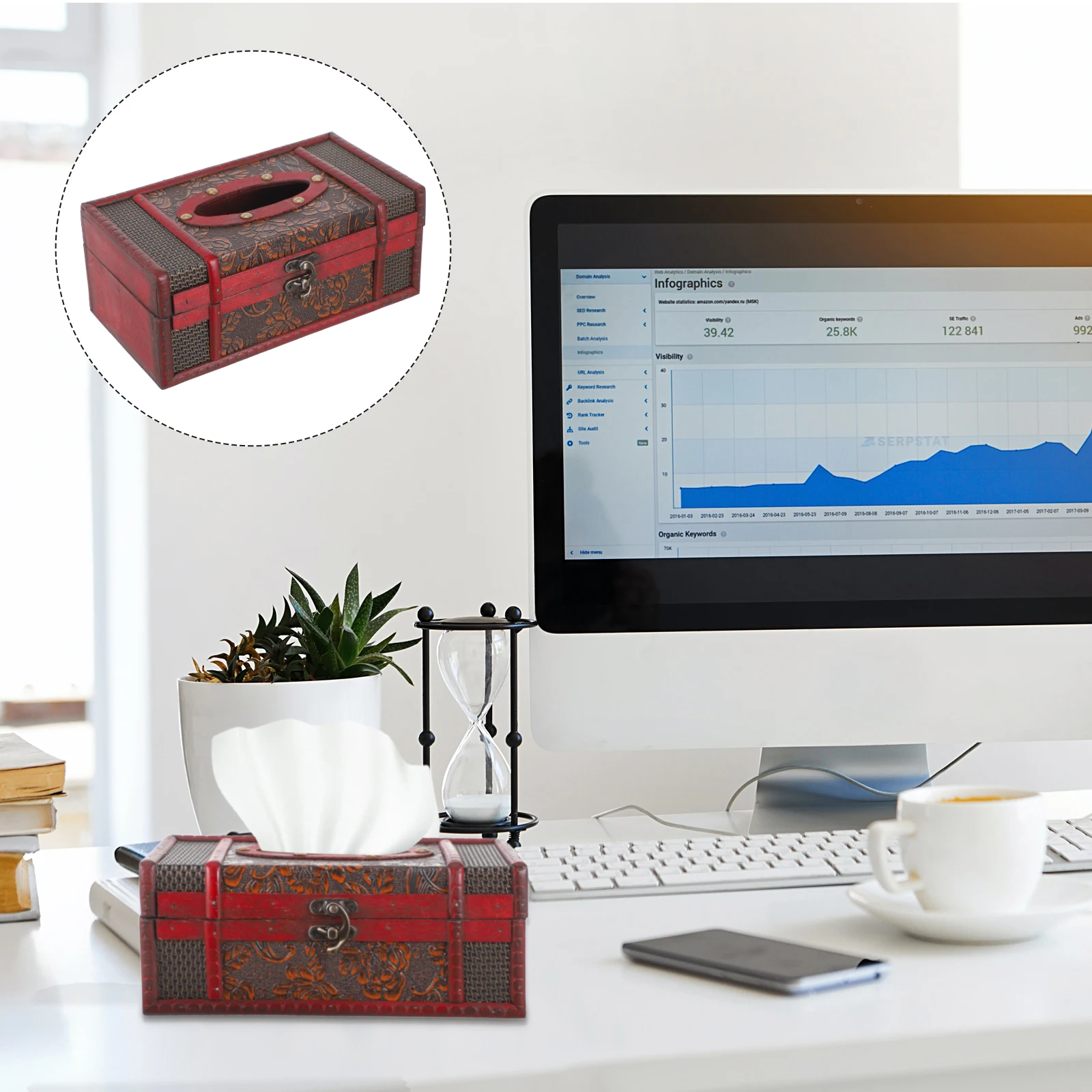 

Retro Style Tissue Box Plywood Decorative Organizer Napkin Holder for Home Living Room Bathroom Office Design