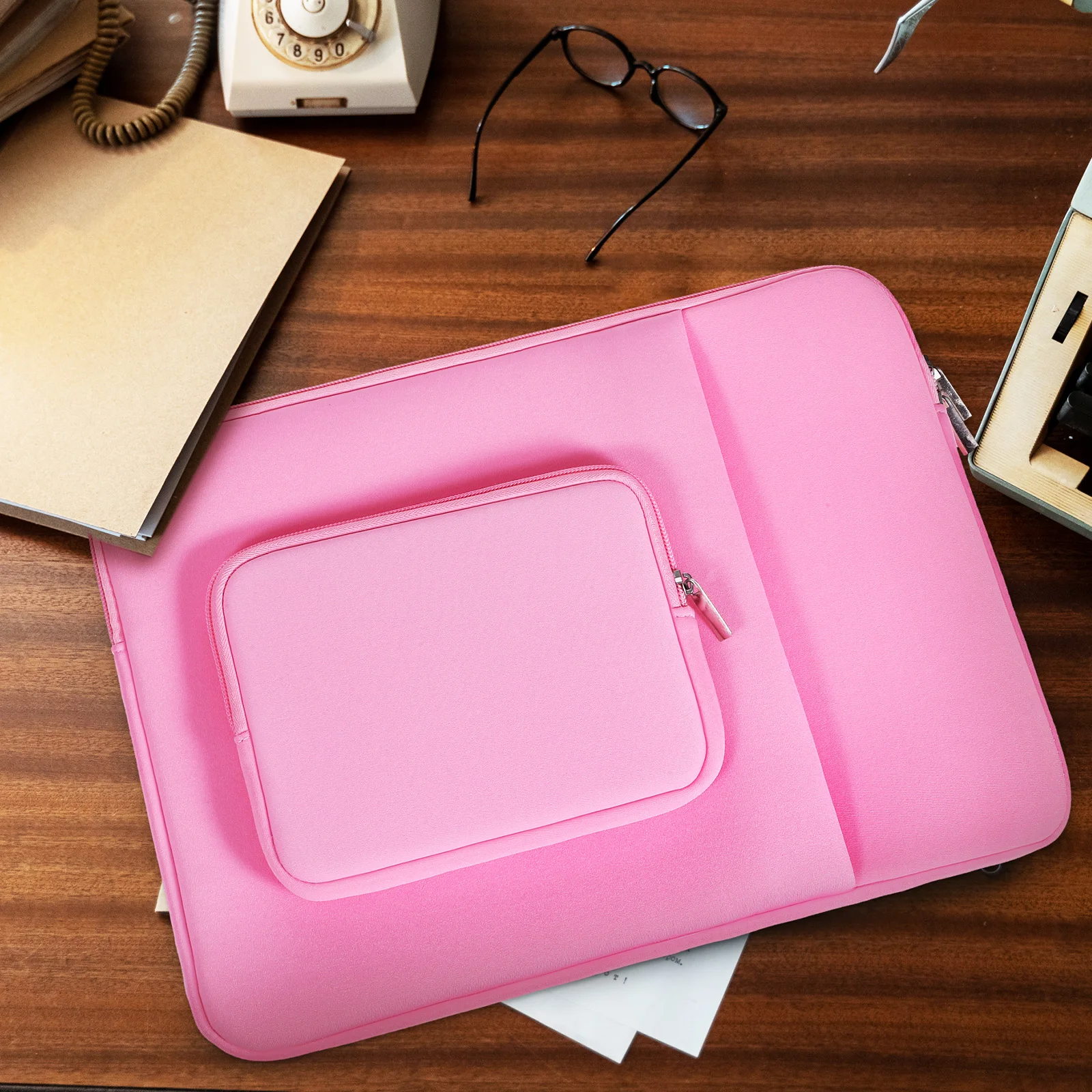 

13 Inch Laptop Case Thickened Shockproof Protective Sleeve Notebook Computer Carrying Cover with Patch Pocket Zipper for Work