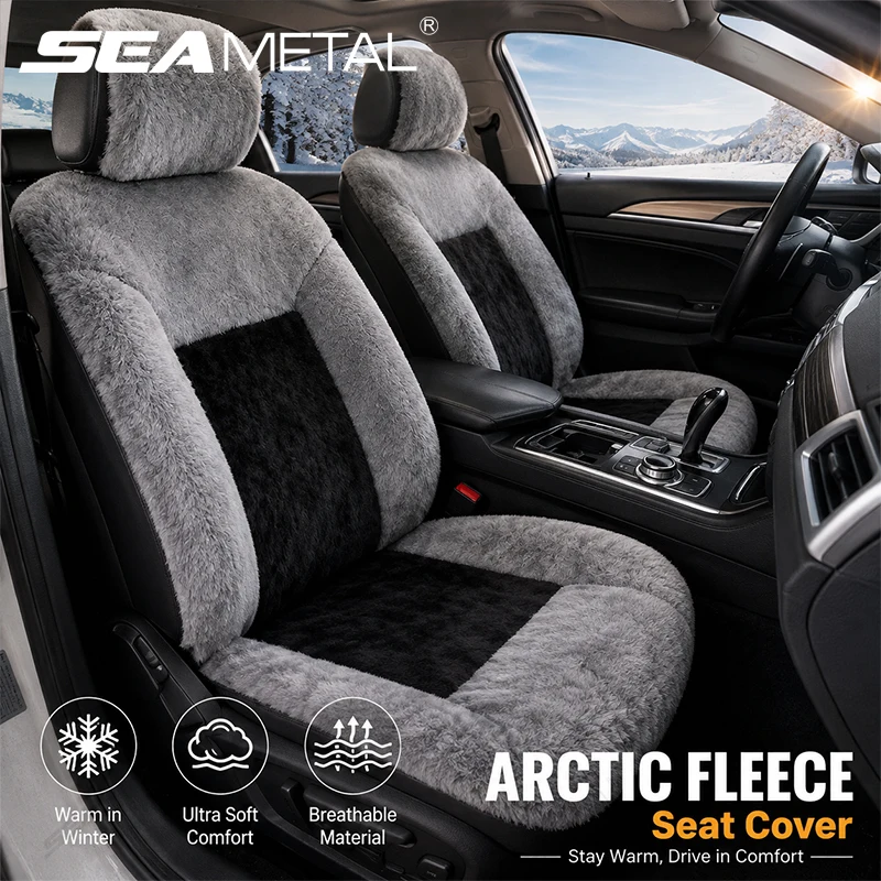 SEAMETAL Plüsch-Autositzbezug Winter Warmes Sitzkissen Arktisches Fleece Auto-Sitzschutzpolster Universelles Innenzubehör