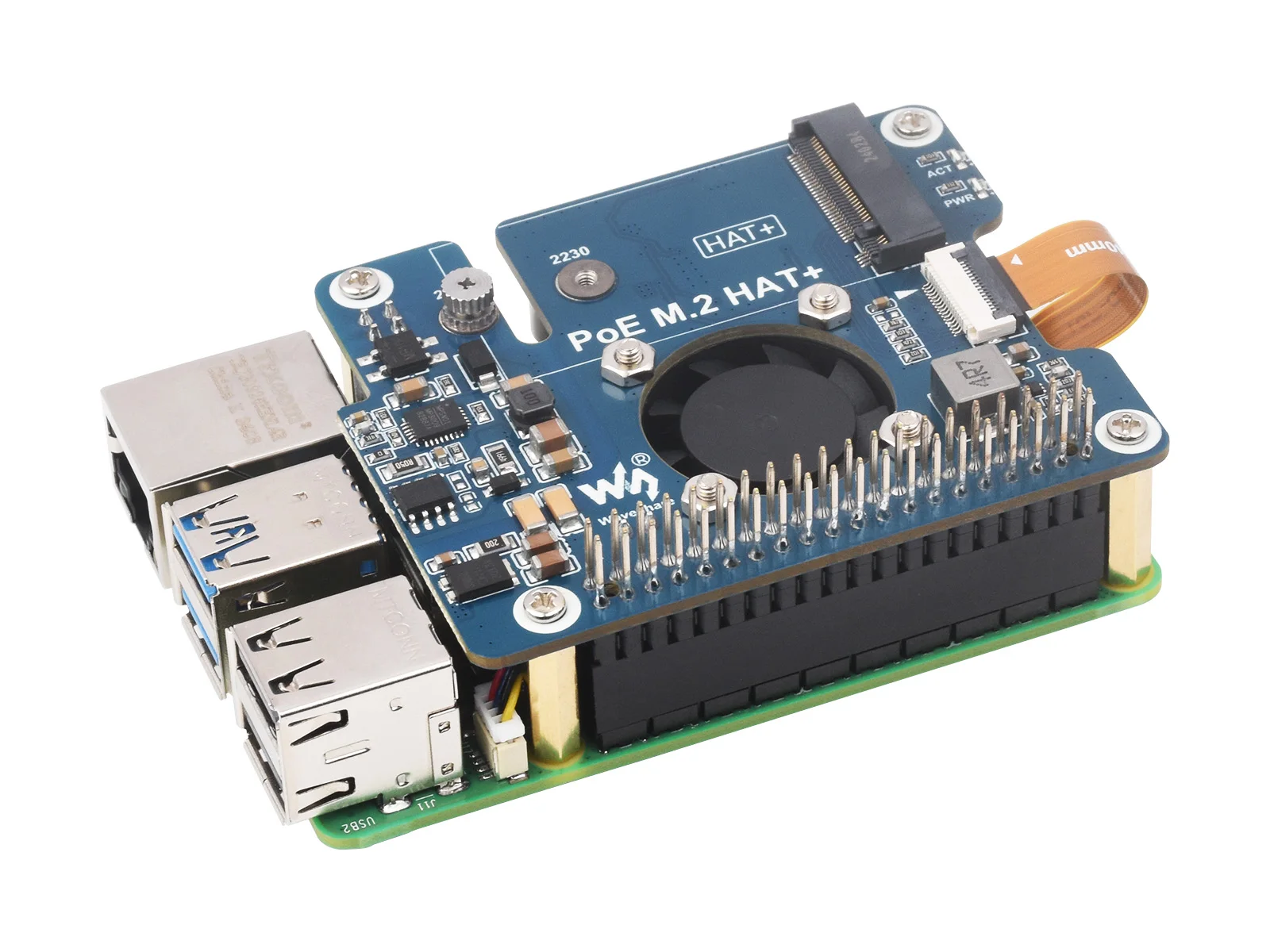 Imagem -03 - Adaptador Waveshare Pcie para M.2 com Função Poe para Raspberry pi Suporta Unidade de Estado Sólido M.2 de Protocolo Nvme