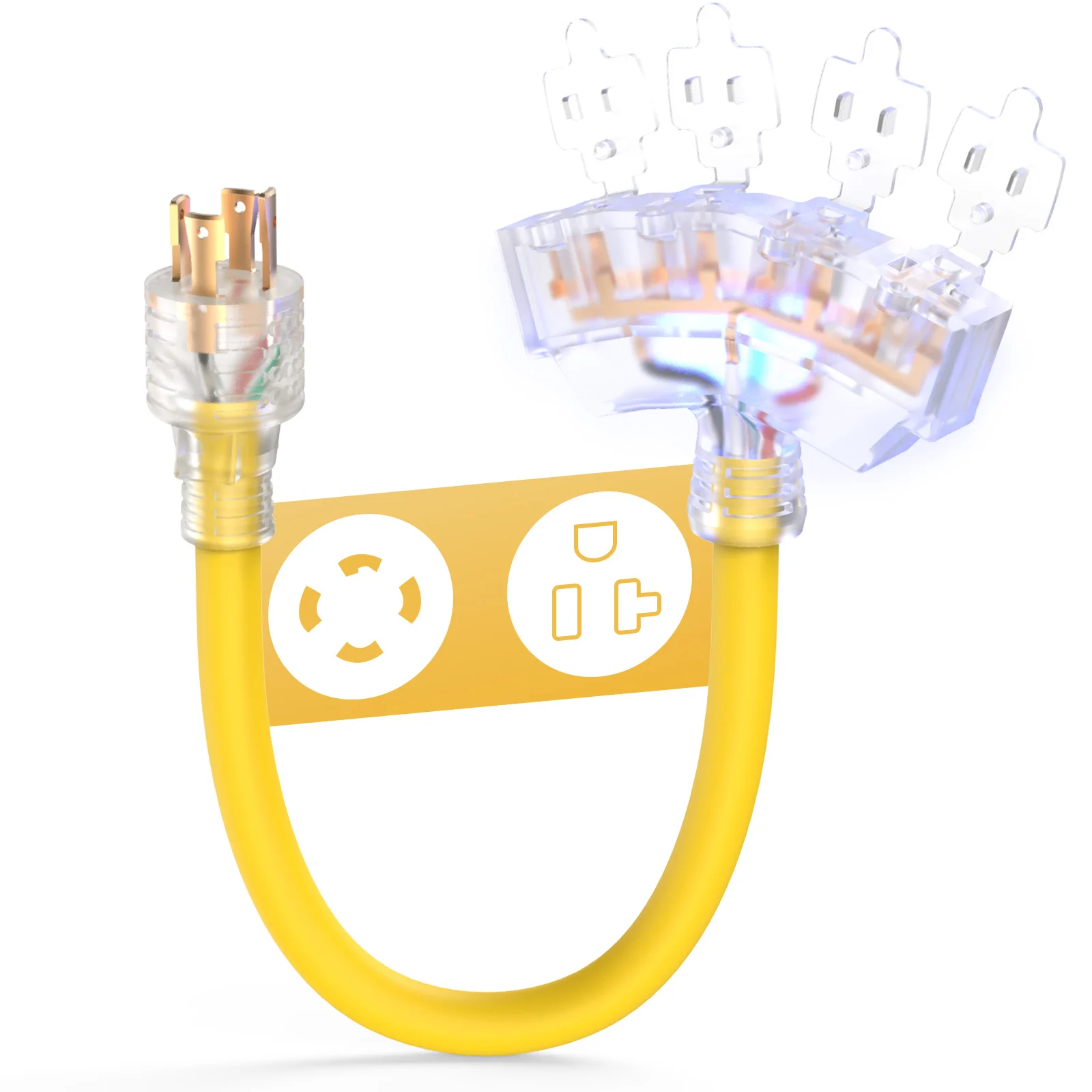 

ToOLIOM NEMA L14-30P to 4x 5-15R/20R Power Splitter, 30A 125/250V 7500W, 10AWG STW 1,5ft, внесен в список ETL
