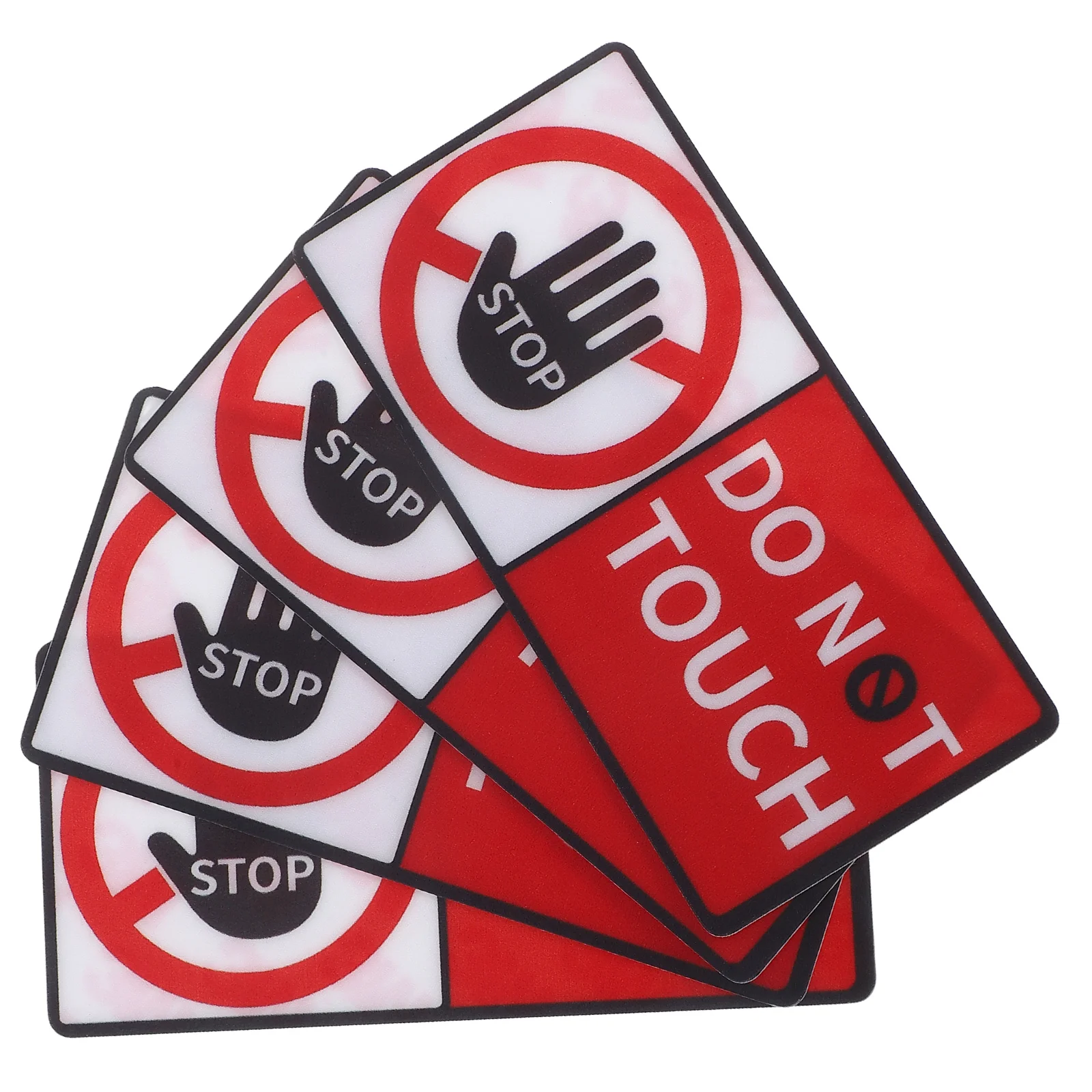 

4 Sheet Don't Touch Sticker Reflective Signs Not Warning Applique Vinyl Security Caution Stickers Adhesive Decal Touching