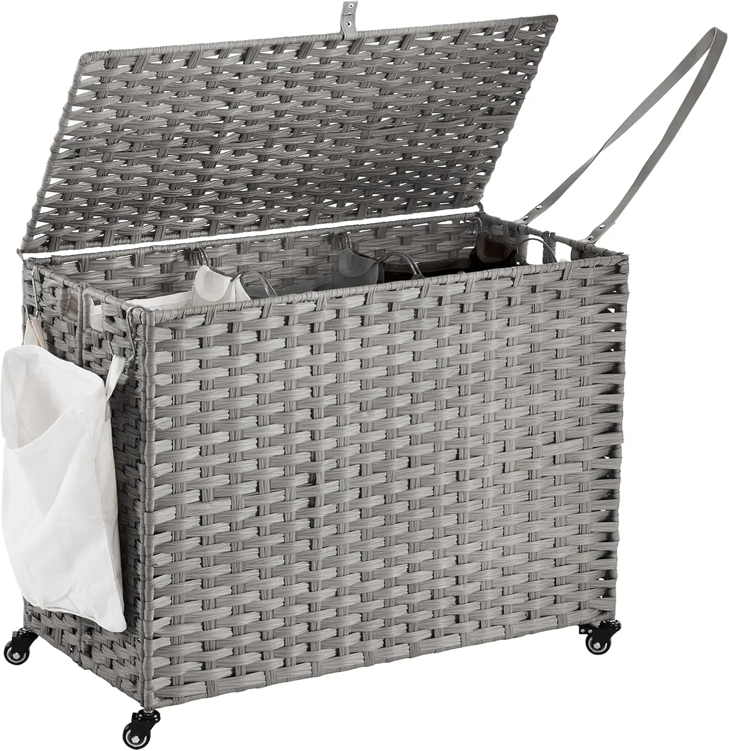 

Laundry Hamper with Wheels, 60.72 Gallon(230L) Rolling Laundry Basket with Lid, Removable Large 3 Color Liners & 3 Mesh Laundry