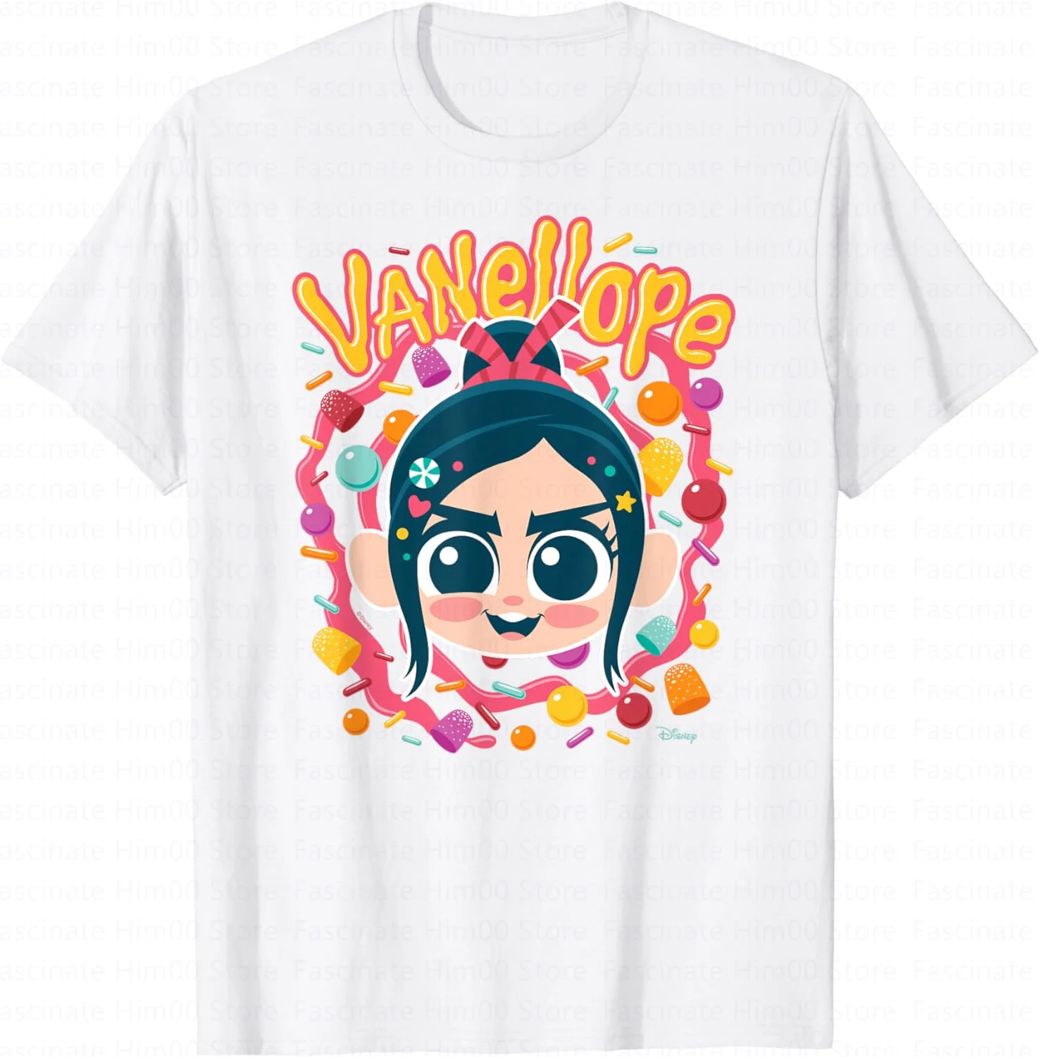 2024 Disney Wreck-it Ralph Vanellope Cartoon Avatar Print t-shirt Summer Girls Party Streetwear Boys Casual maniche corte