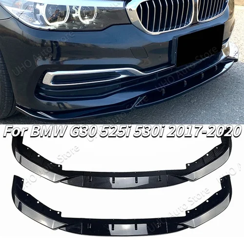 자동차 앞 범퍼 립 가드 보호 디퓨저 커버, BMW 5 시리즈 G30 525i 530i 530e 520d 530d 용, 글로스 블랙 튜닝 2017-2020 