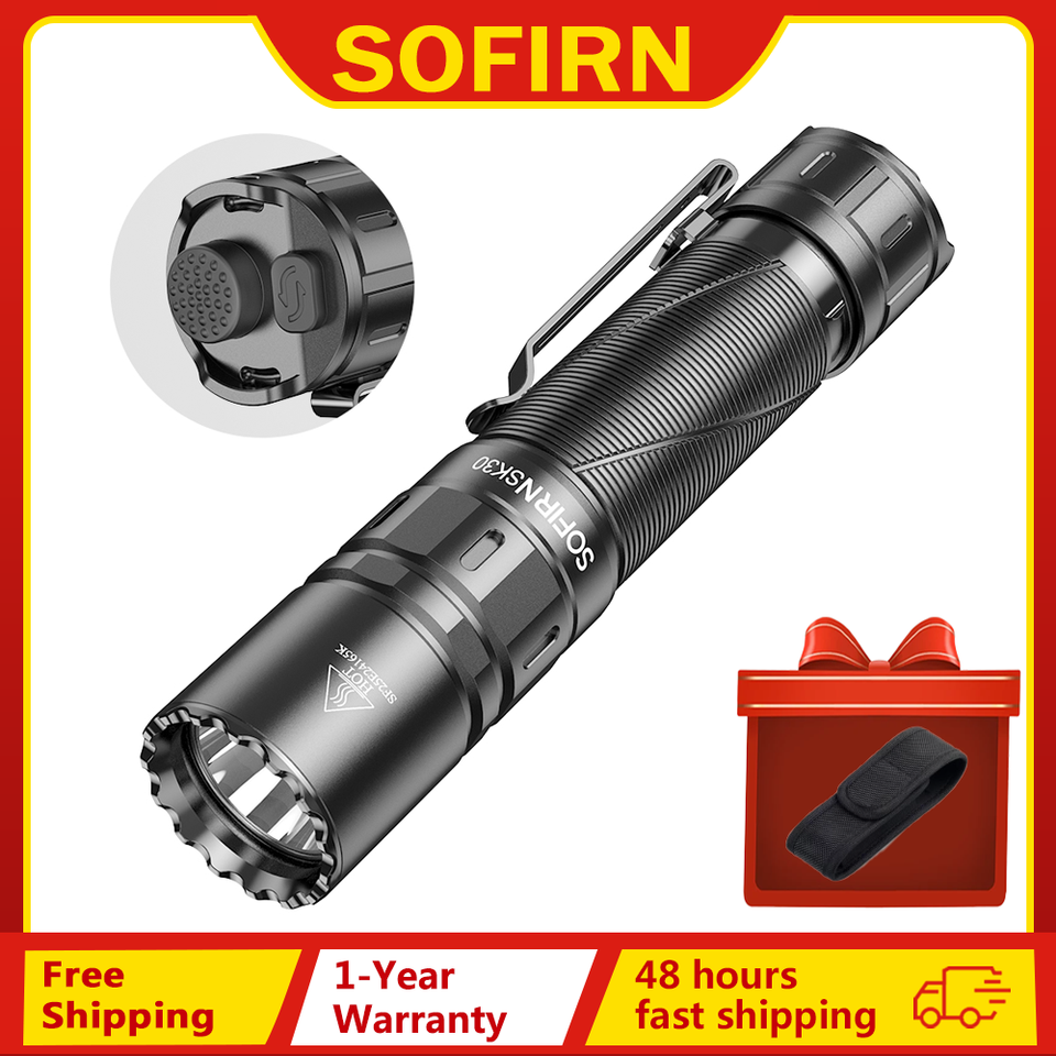  SOFIRN SK30 3000LM Tactical Flashlight 6000K SFT70 LED Light 21700 USB C Rechargeable EDC Torch with Double Switch 