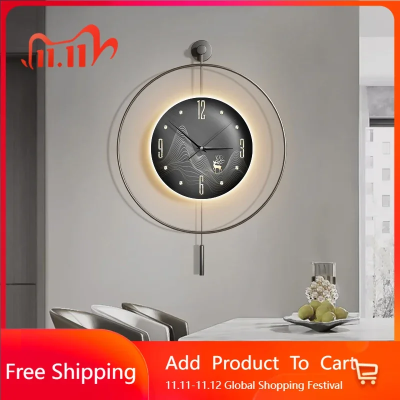

Waiting Mural Wall Clocks Modern Led Aesthetic Creative Round Nordic Wall Watch Minimalist Restaurant Wanduhr Home Decoration