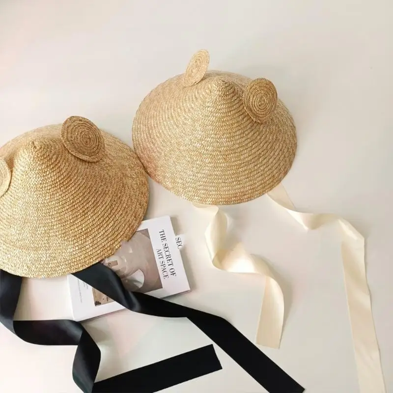 

L5YA Grass Hat with Ear Design Kids Perfect Protect Multifunction Household