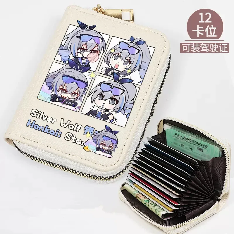 Black Cute Coin Purse PU Leather Wallet Bronya Kafka Seele Cartoon Card Bag Men Women  Short Game Wallet Gift