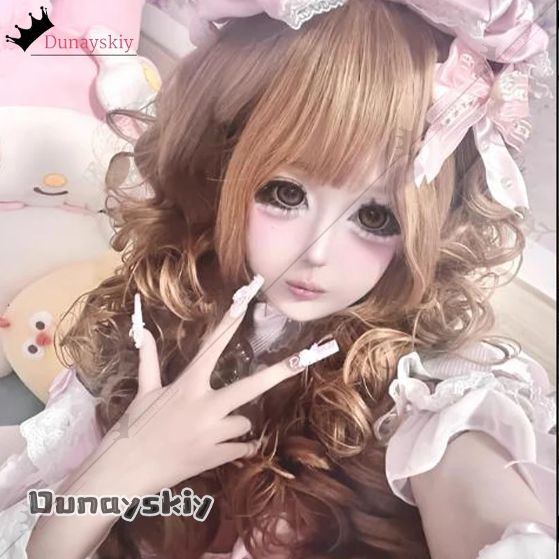 YiNuo*Cosplay Messiah Complex Gyaru Full Head Wig Costume 70CMHarajuku Hairpiece Gal Volume Curly Wig Natural Heat Resistant Wig
