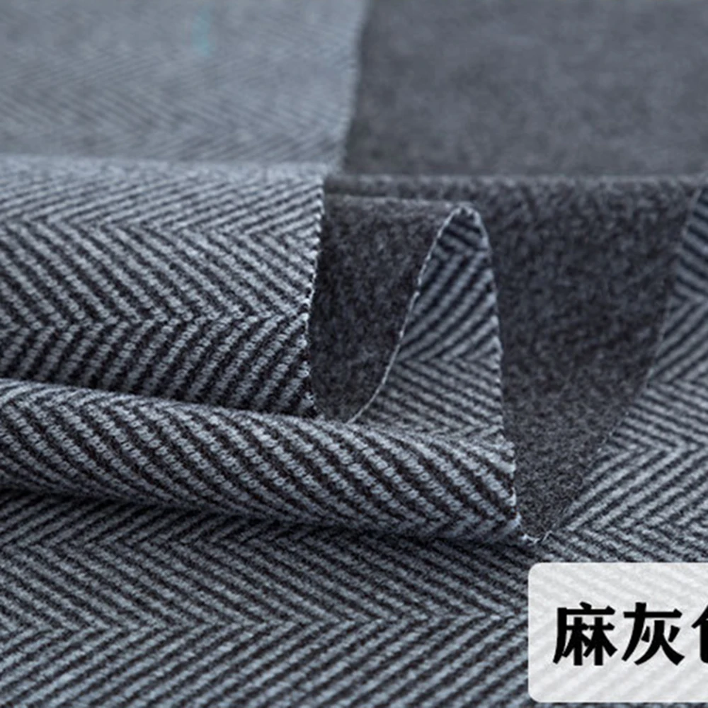 Classic Herringbone Suit Men 2 Pieces Sets Tweed Blend Trench Coat Pants Customized Double Breasted Blazers Smart Casual Outfits