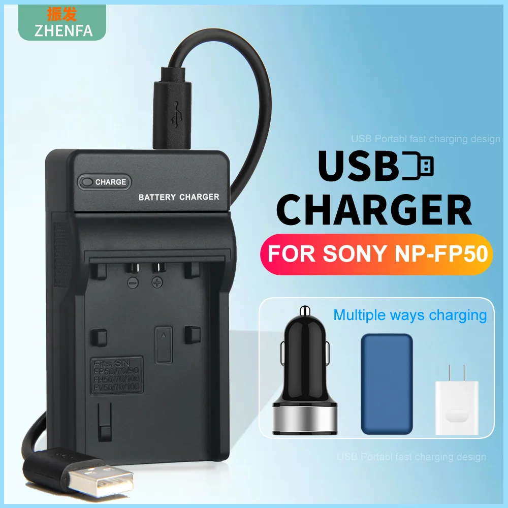 NP-FV50 Battery USB Charger for Sony FDR-AX33 AX100 NEX-VG10 VG20 VG30 VG900 HDR-CX110 CX130 CX150 DCR-SX63 SX65 SX73 SX83 SX85