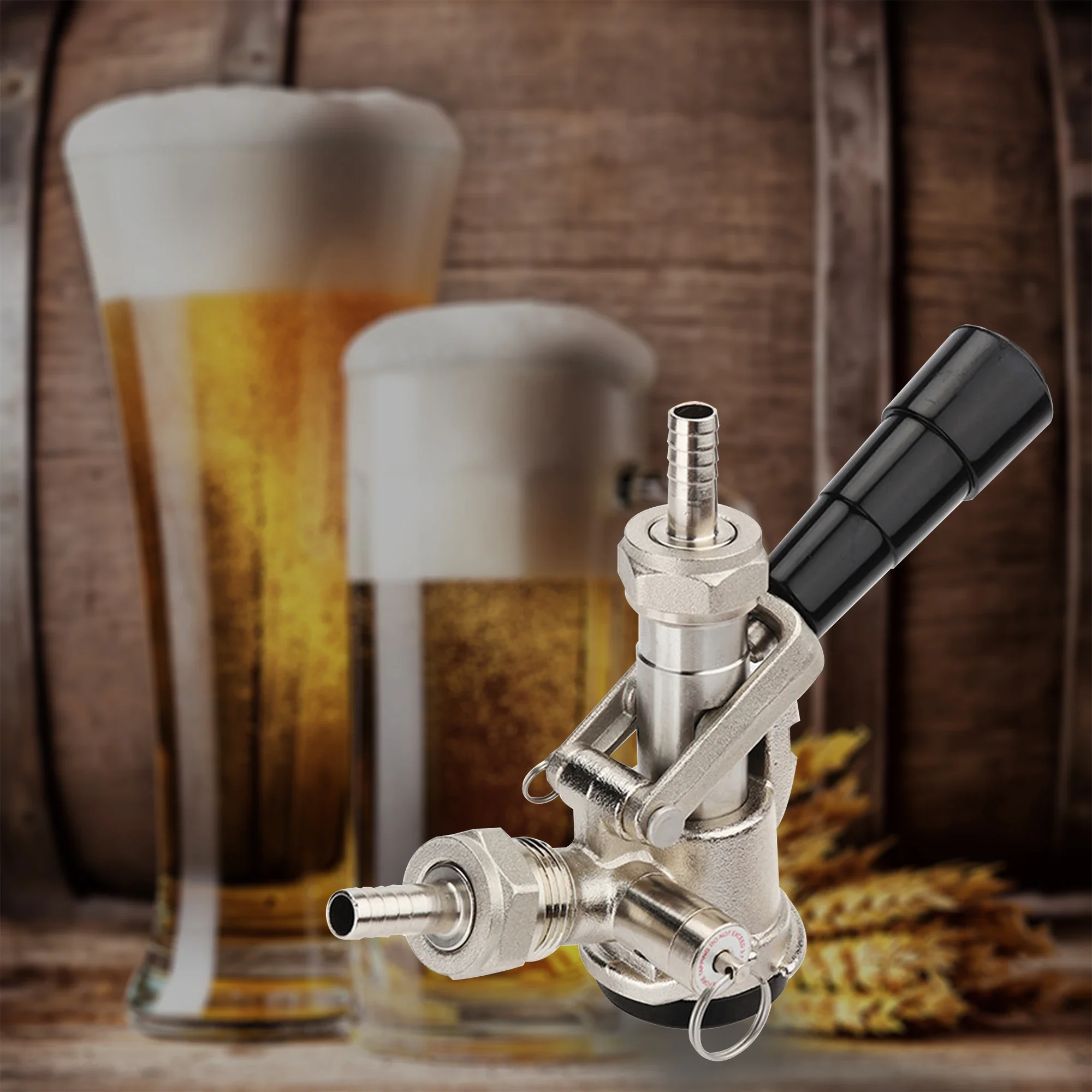 S-Type Keg Coupler Draft Beer Dispenser,Stainless Steel System Couplers, Pressure Relief Valve, Home Brew Connectors