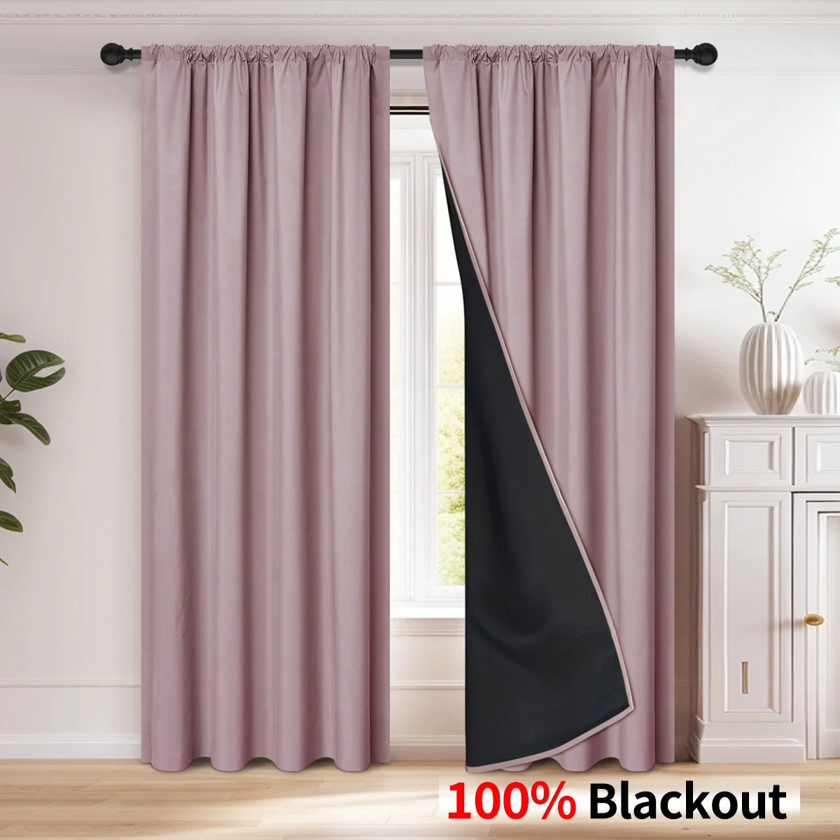 Full Blackout Living Room Sunscreen Curtains for Home Hotel Office, Solid Color Curtains for Bedroom/Balcony/ Garden/Warehouse