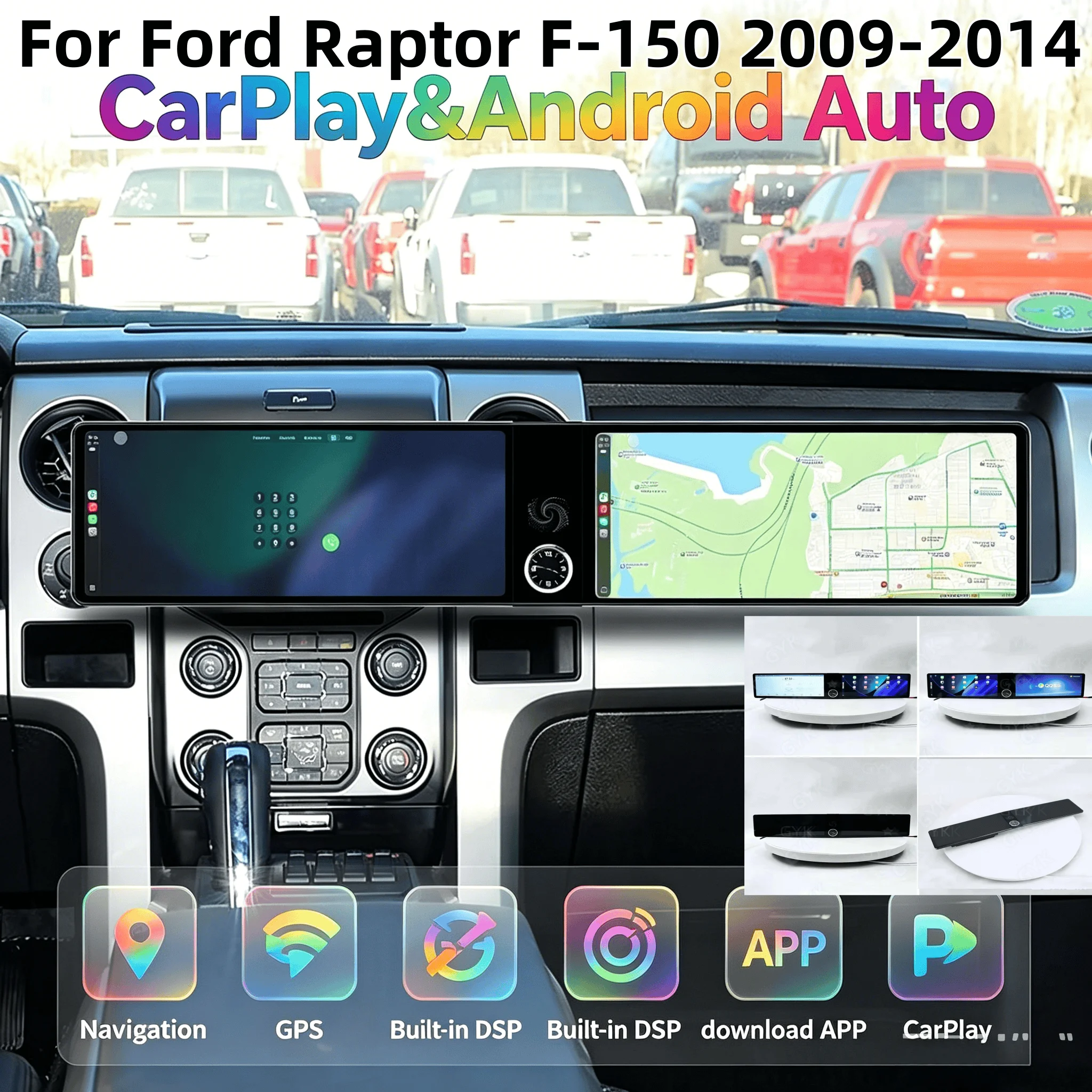24.6 Inch Android For Ford f150 F150 F-150 CarPlay Multimedia Player Radio Tape Headunit Car GPS Navigation DSP 4G High Navi
