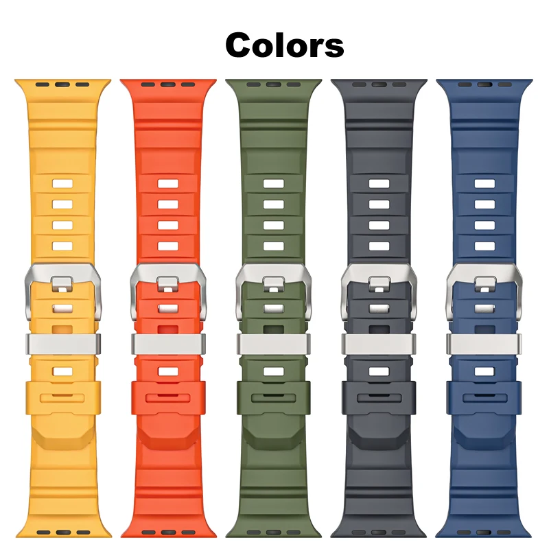 AKGLEADER FKM Fluororubber watch band for Apple Watch Ultra 1/2 49mm band for iwatch 45mm 42mm smart watch strap