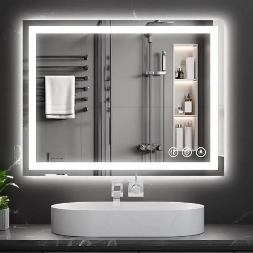 

24x36 LED Bathroom Mirror with Backlit and Front Lit, Anti-Fog, Dimmable Brightness, 3 Colors, Memory Function