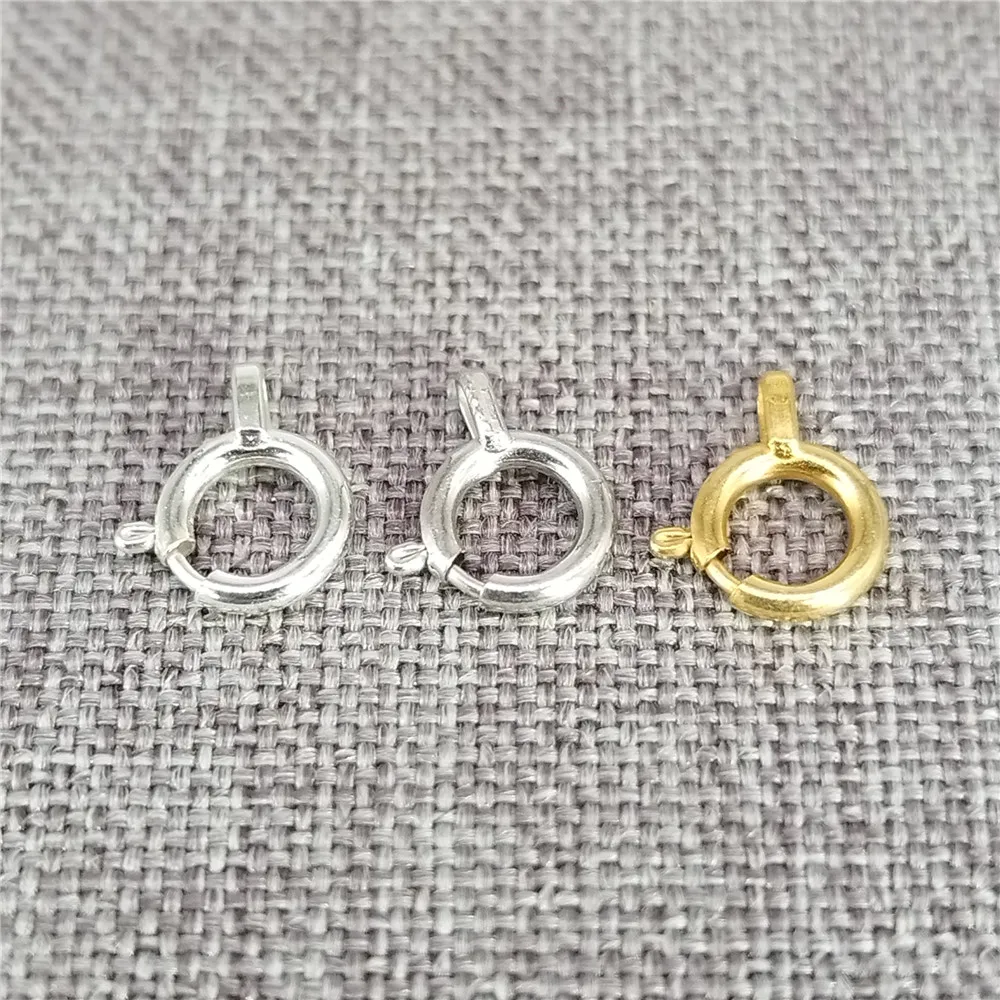 

20pcs of 925 Sterling Silver Spring Clasp with Soldered Jump Ring Gold Plated Round Clasp 5mm