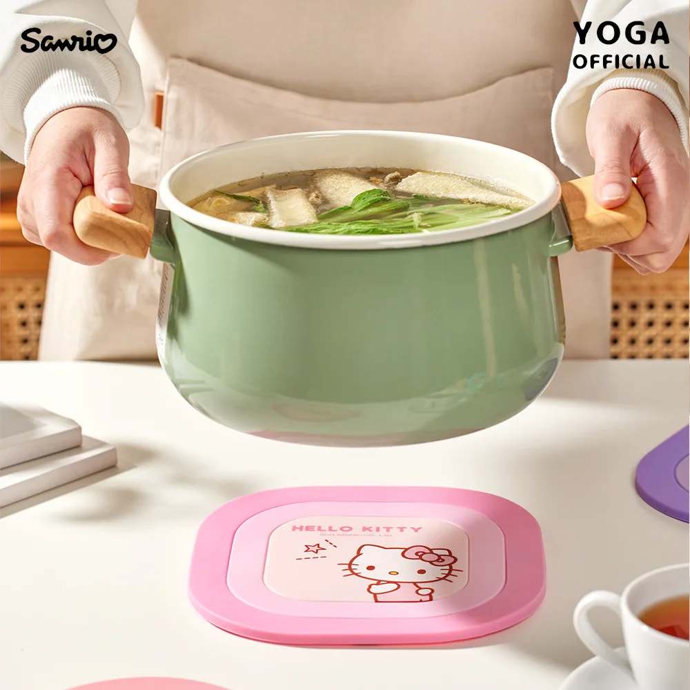 Sanrio Peripherals My Melody Kuromi Cinnamoroll Hello Kitty Cartoon Magnetic Silicone Insulated Coaster Anti-Scalding Place Mat