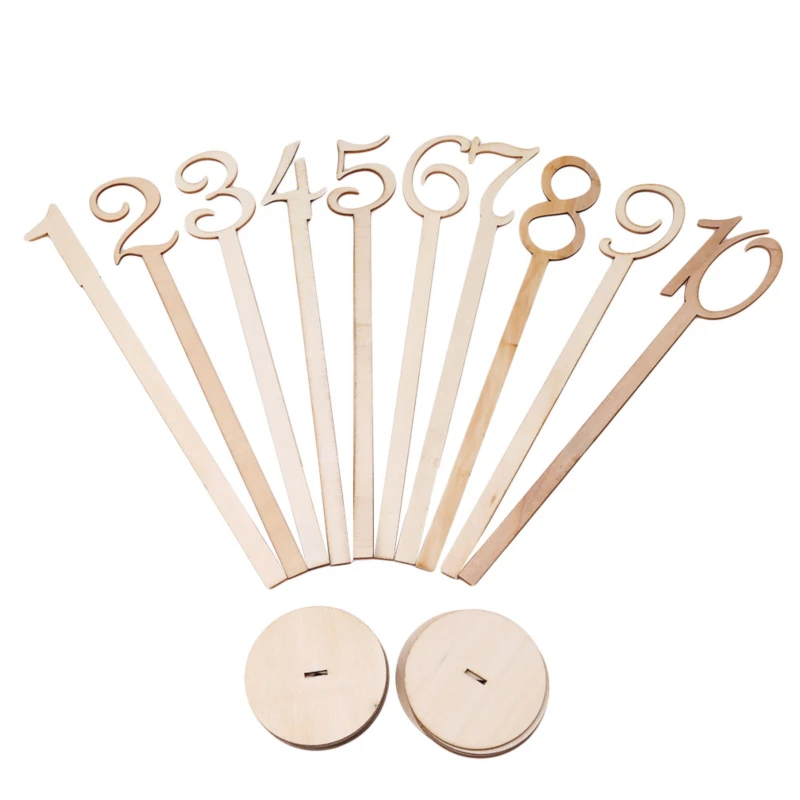 Diy Wooden 1-10 Digital Table Brand For Party Wedding Place Holder Table Number Figure Card Digital Seat Decoration 1 Set