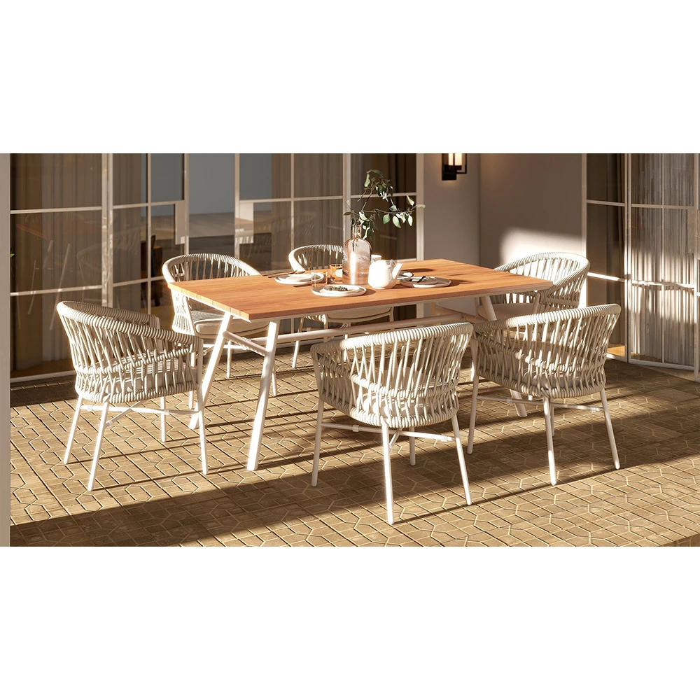 xx-Modern Hot Sale High Quality Stylish Cozy Garden Patio Balcony Table Chair Set Furniture Hand Woven Outdoor Rope Chair