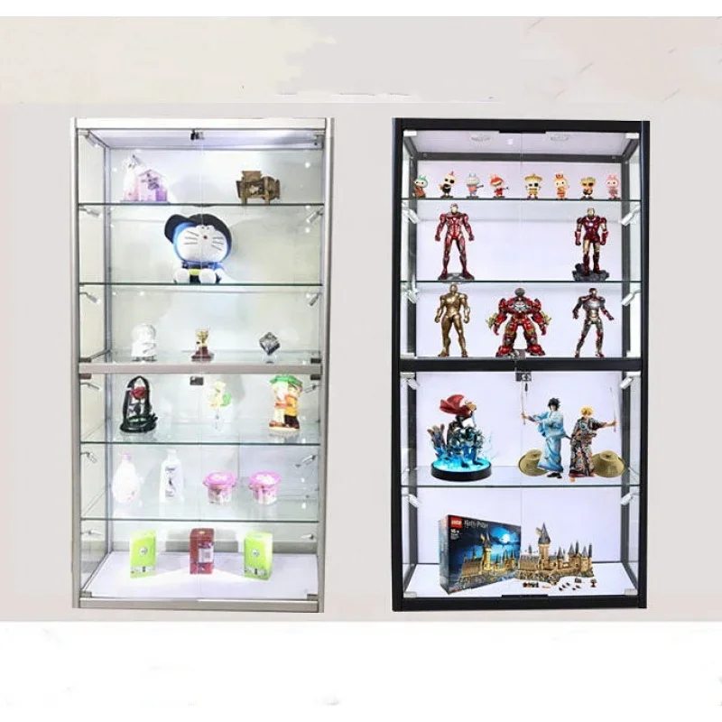 Custom, aluminium frame cheap cheap glass display showcase cabinet LED light tempered glass display for product display