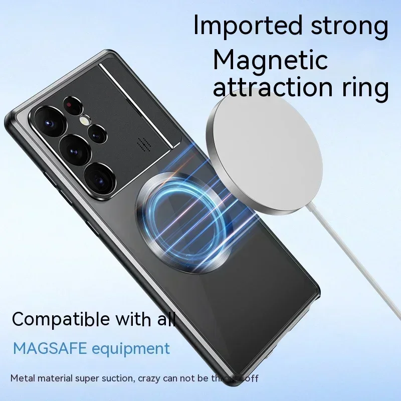 Magnetic Magsafe Case for Samsung Galaxy S22 S21 S23 Ultra Metal Aluminum Alloy Car Phone Holder Perfume Protective Back Cover