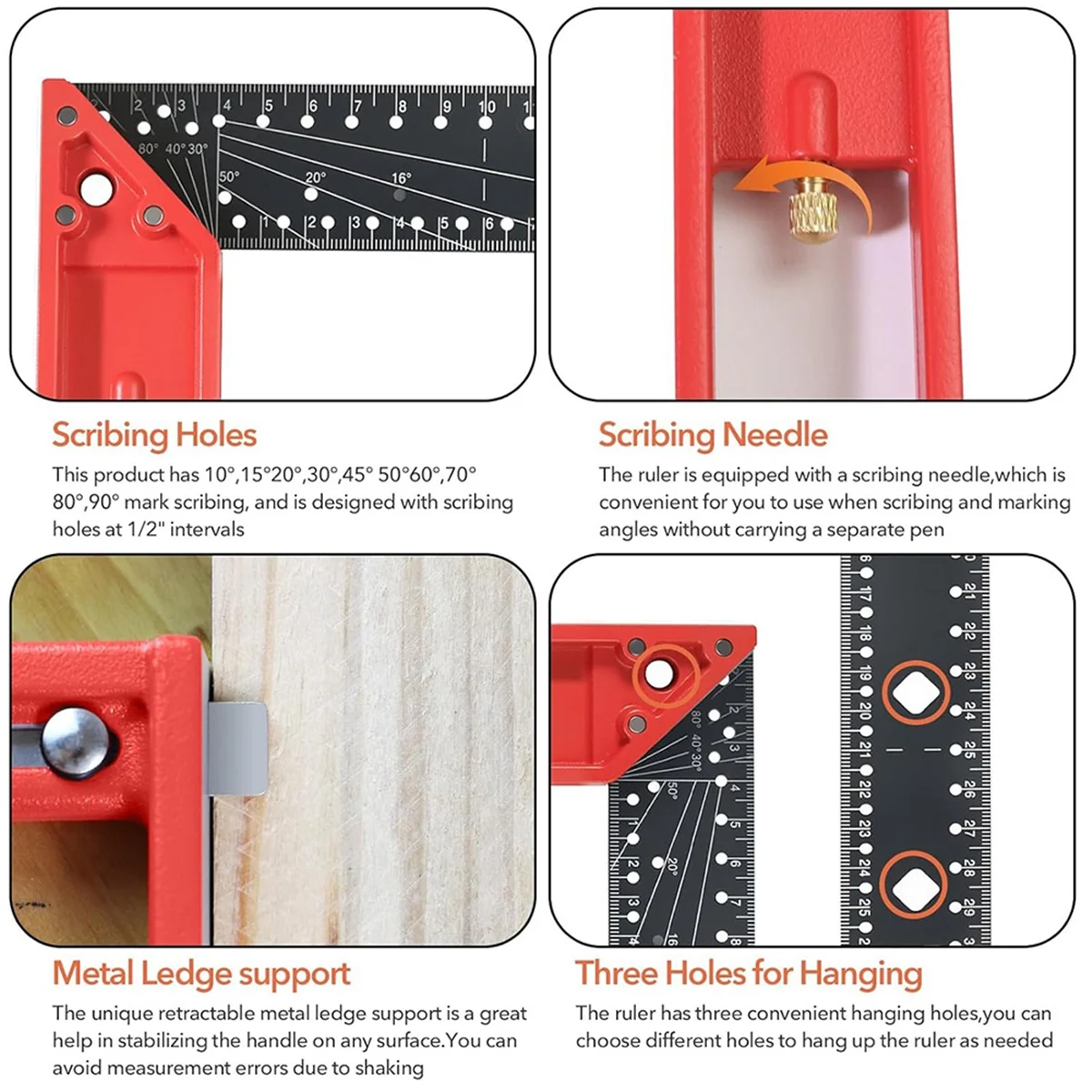 

BAAQ 12-дюймовая деревообрабатывающая квадратная линейка, регулируемый плотницкий инструмент с квадратным макетом, 1 шт. плотницкий карандаш и сменный блок 12 шт.