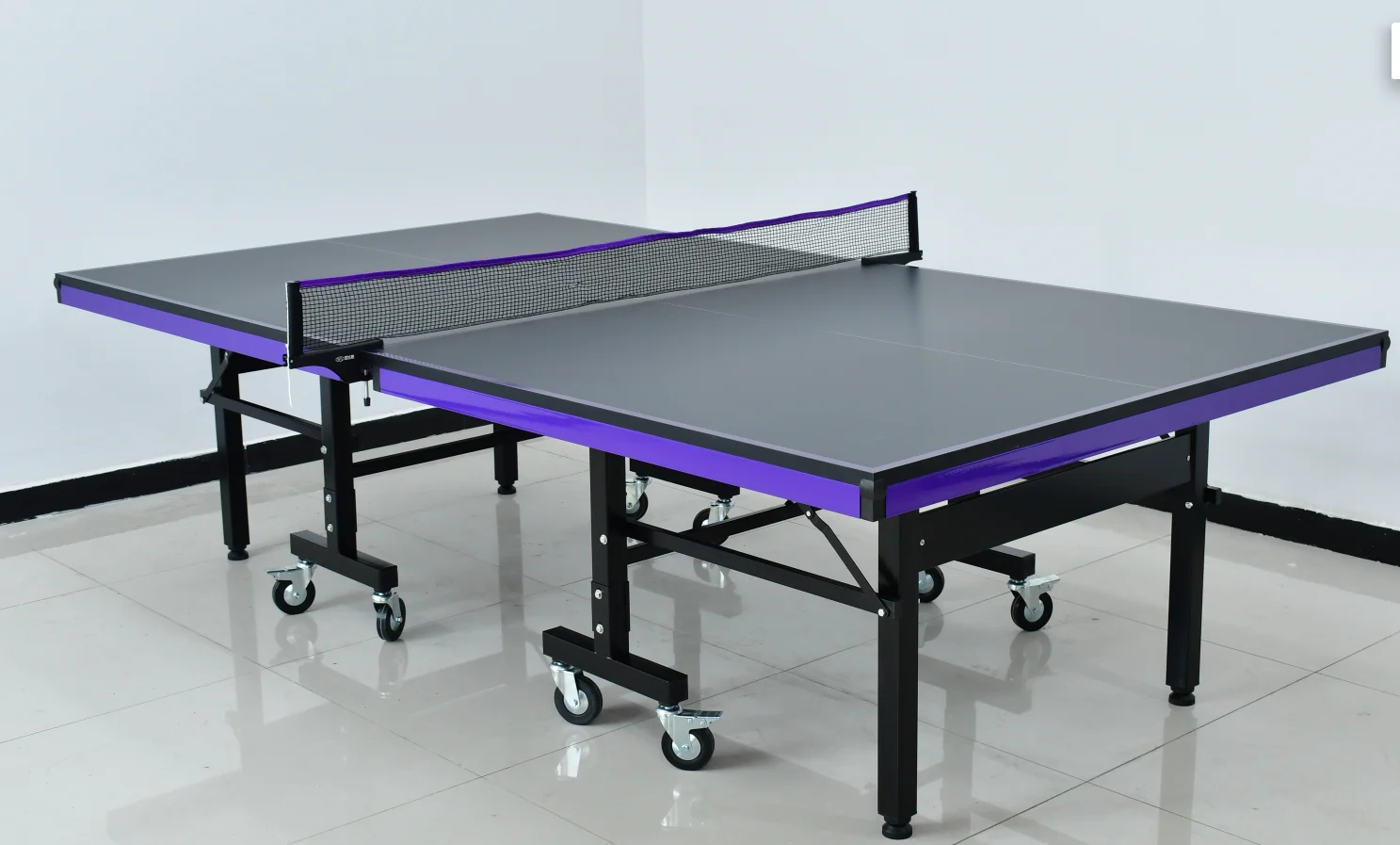 Factory Supply Training Exercise Table Tennis Table Standard Size Foldable 25mm MDF Indoor Pingpong Table With Casters