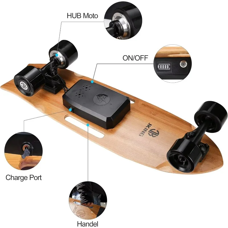 아이로 제킹 전동 스케이트보드 바디 700W 허브 모터 최고 속도 16.7 MPH 주행거리 8.2 마일 3단 속도 조절 슬랜트 보드 리모컨 썸네일 4