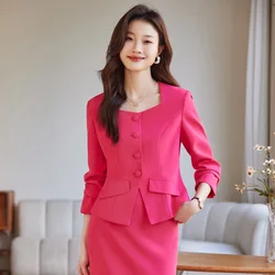 Spring Autumn Formal Uniform Designs Blazers Femininos for Women Professional Office Work Wear with Skirt and Jackets Coat Set