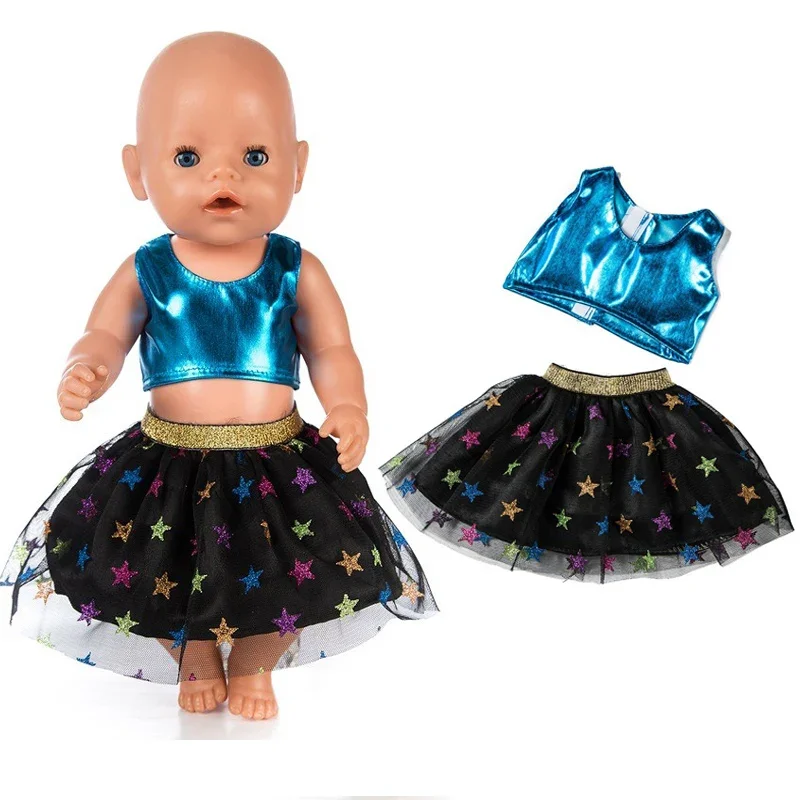 40cm 43cm Baby Doll Boy Rompers Dark Blue Clothes for Baby New Born Doll Pajama Children Girl Toys Outfits