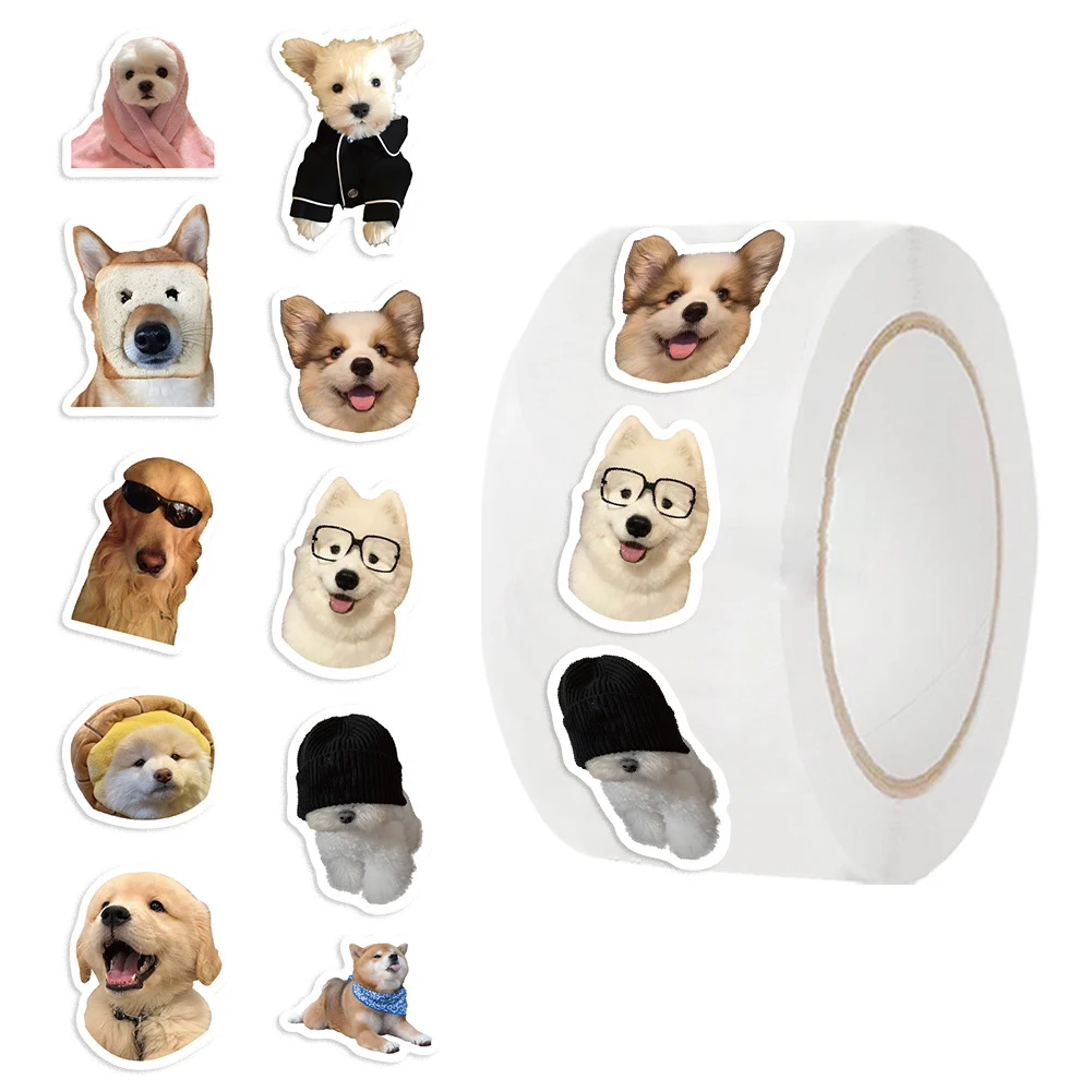 500pcs/Roll Cute Dog MEME Graffiti Stickers Kawaii Animal Decals DIY Stationery Fridge Suitcase Funny Cartoon Seal Label Sticker