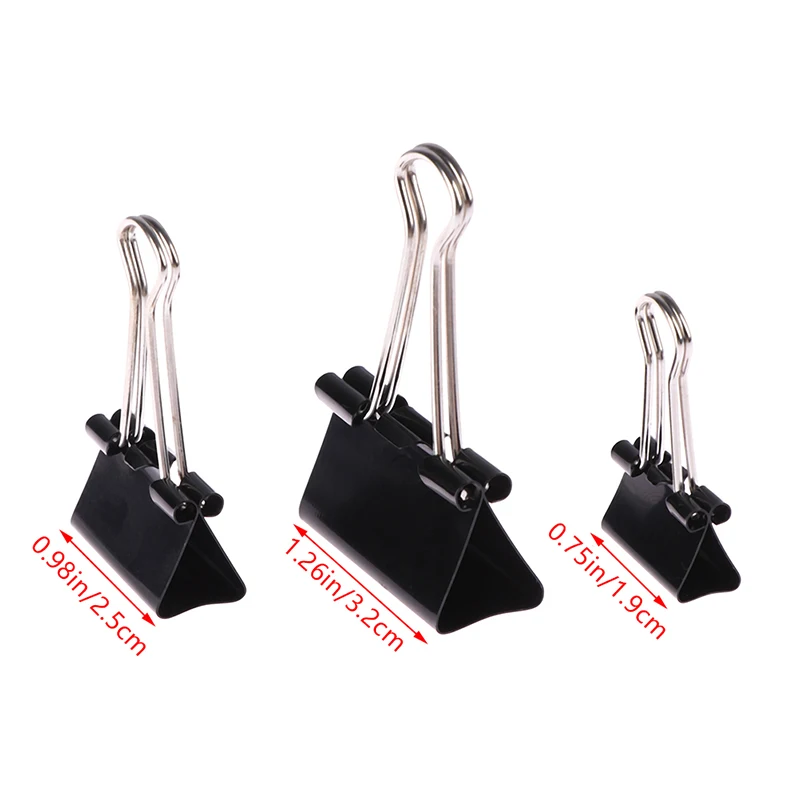 10Pcs Notes Letter Paper Clip Binding Securing Clip Black Metal Binder Clips Student Office Supplies