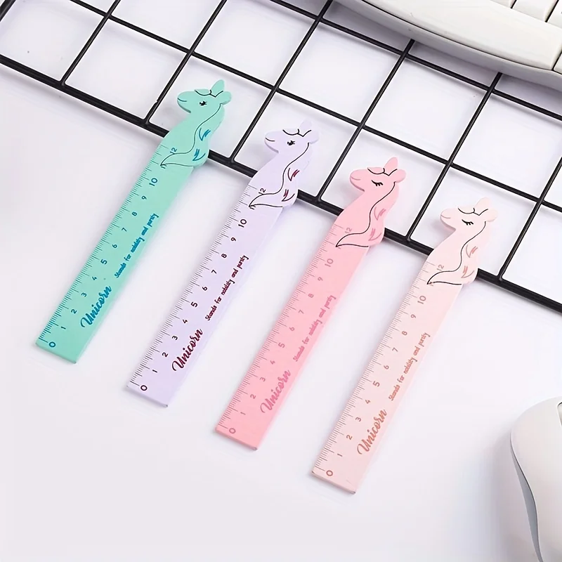 ユニコーン木製描画定規、創造的な漫画、学生文房具、かわいい、1個